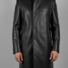 Black Lambskin Hair Leather Trench Coat