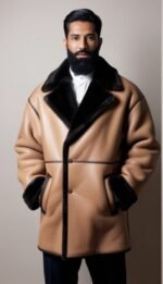 Genuine Calfskin Shearling Coat for Men