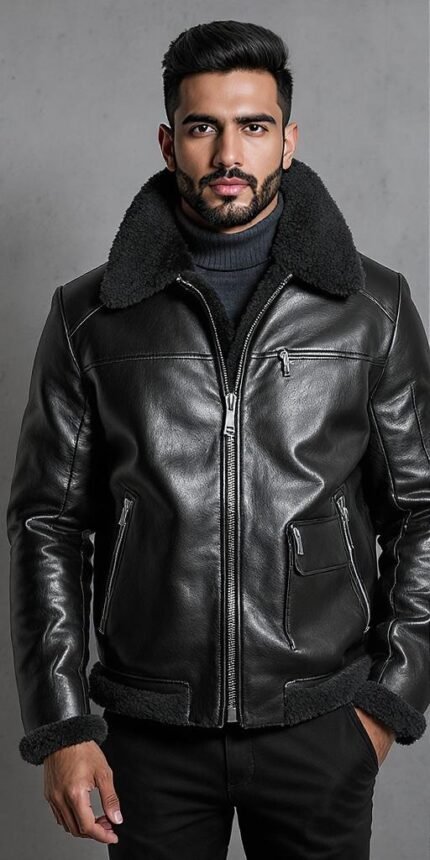 Shearling Leather Jacket for Men
