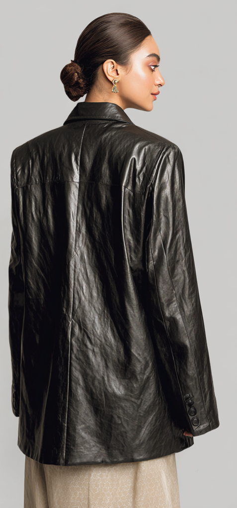 Hailey Bieber Oversized Leather Blazer