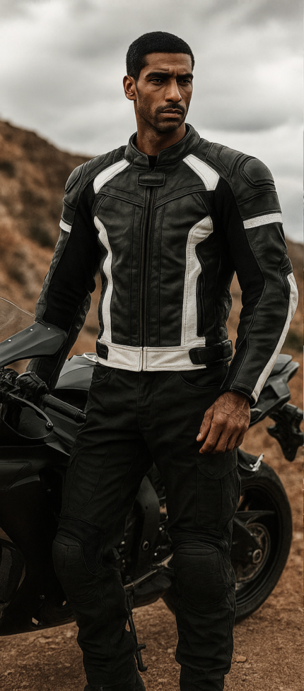 Black and White Motorcycle Jacket