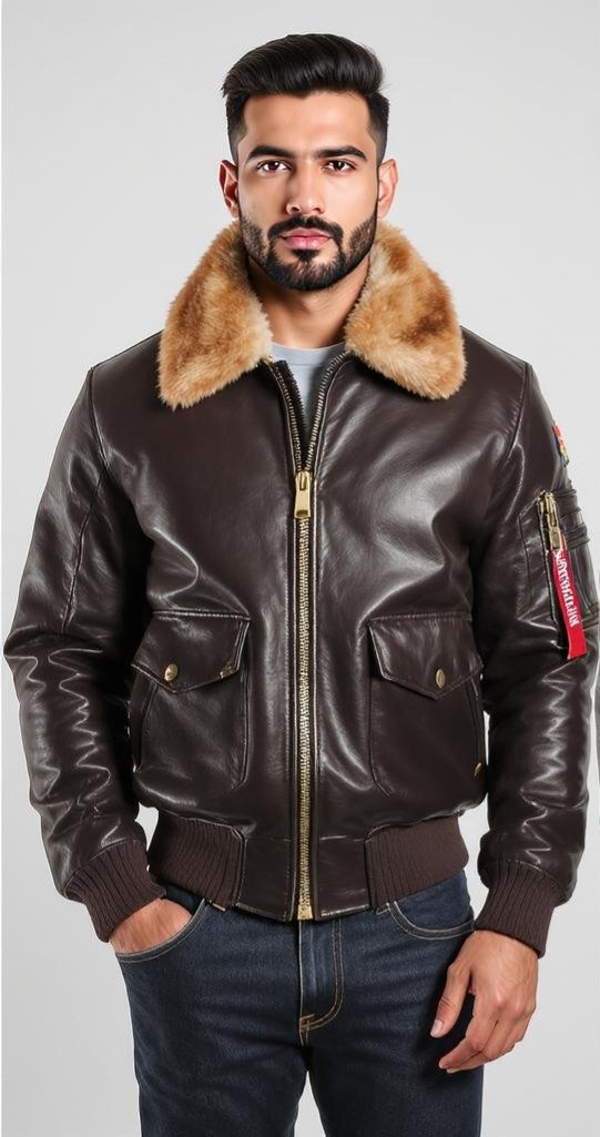 "Real McCoy A-2 Flight Leather Jacket front view."
