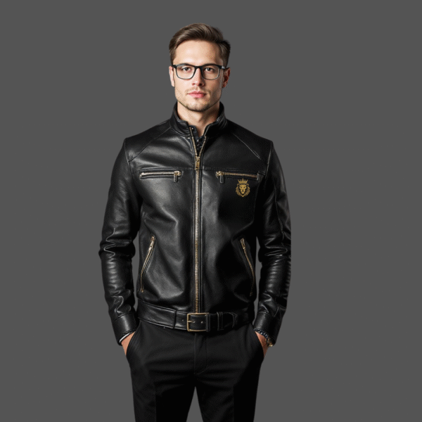 Black Calfskin Leather Jacket with Cashmere Wool Lining