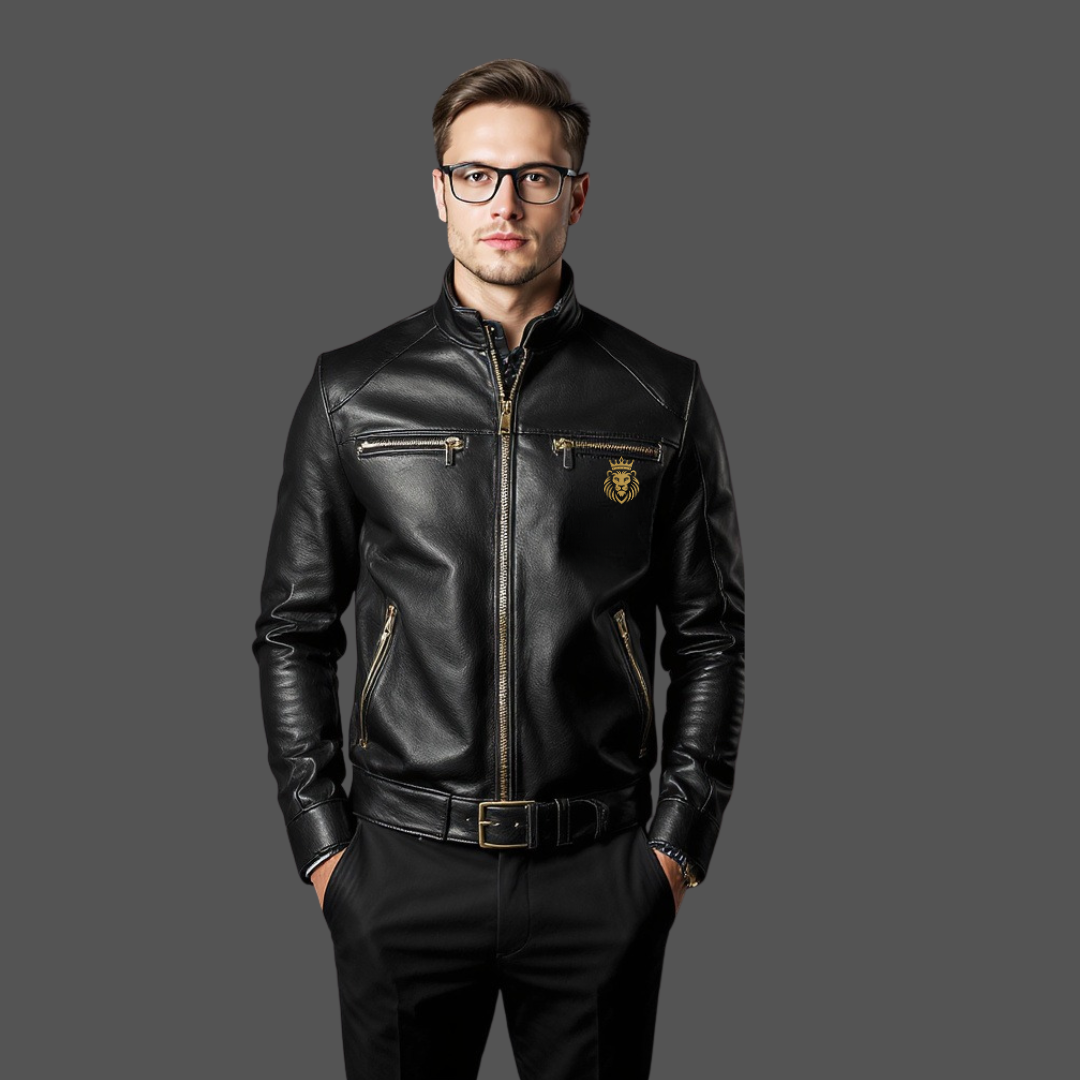 elon1 Black Calfskin Leather Jacket with Cashmere Wool Lining