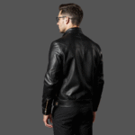 Black Calfskin Leather Jacket with Cashmere Wool Lining