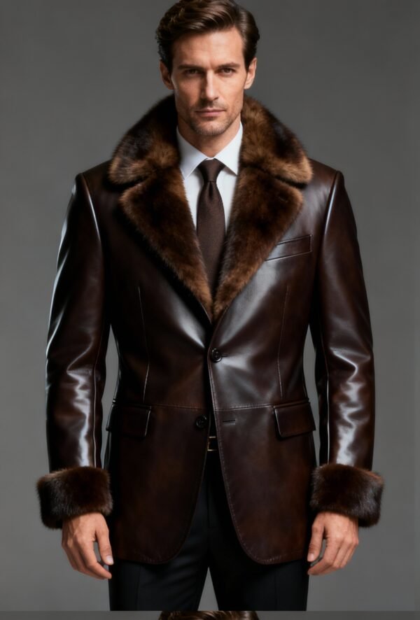 Luxury Leather Jacket in Italian Calfskin & Mink Fur