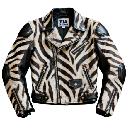 Mens Zebra Leather Jacket