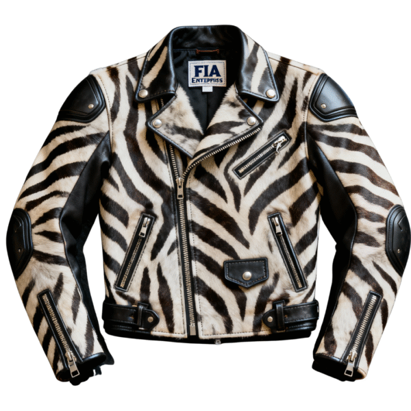 Mens Zebra Leather Jacket