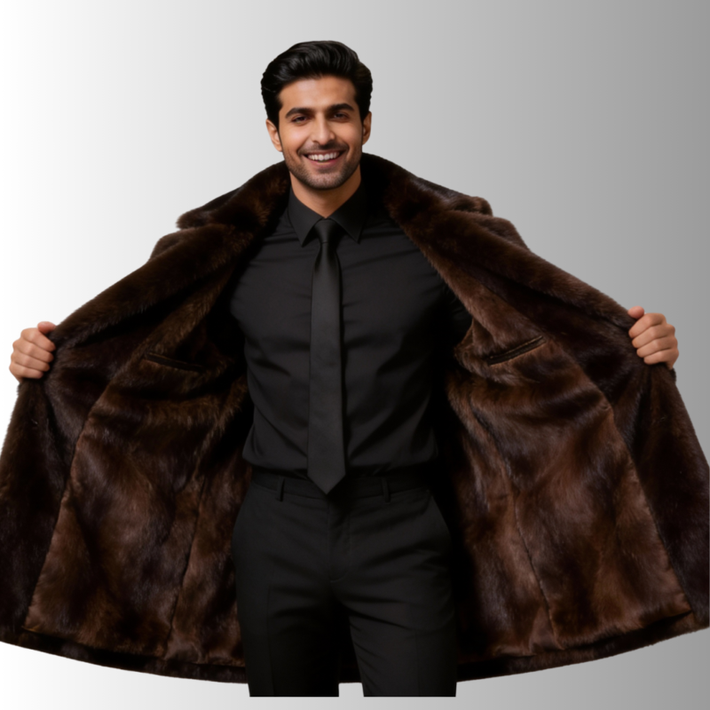 Men's Mink Fur Coat | Double-Sided Luxury Winter Coat