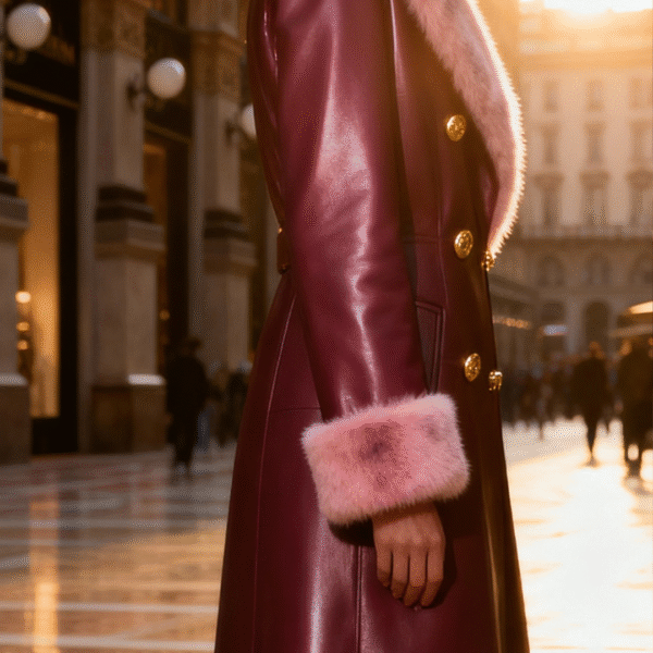 Pink Italian Leather Coat