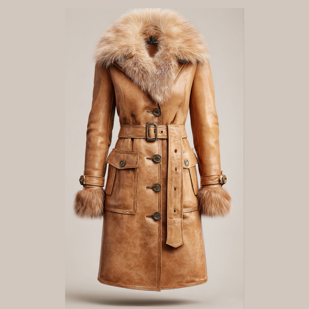 Womens Leather Fur Coat