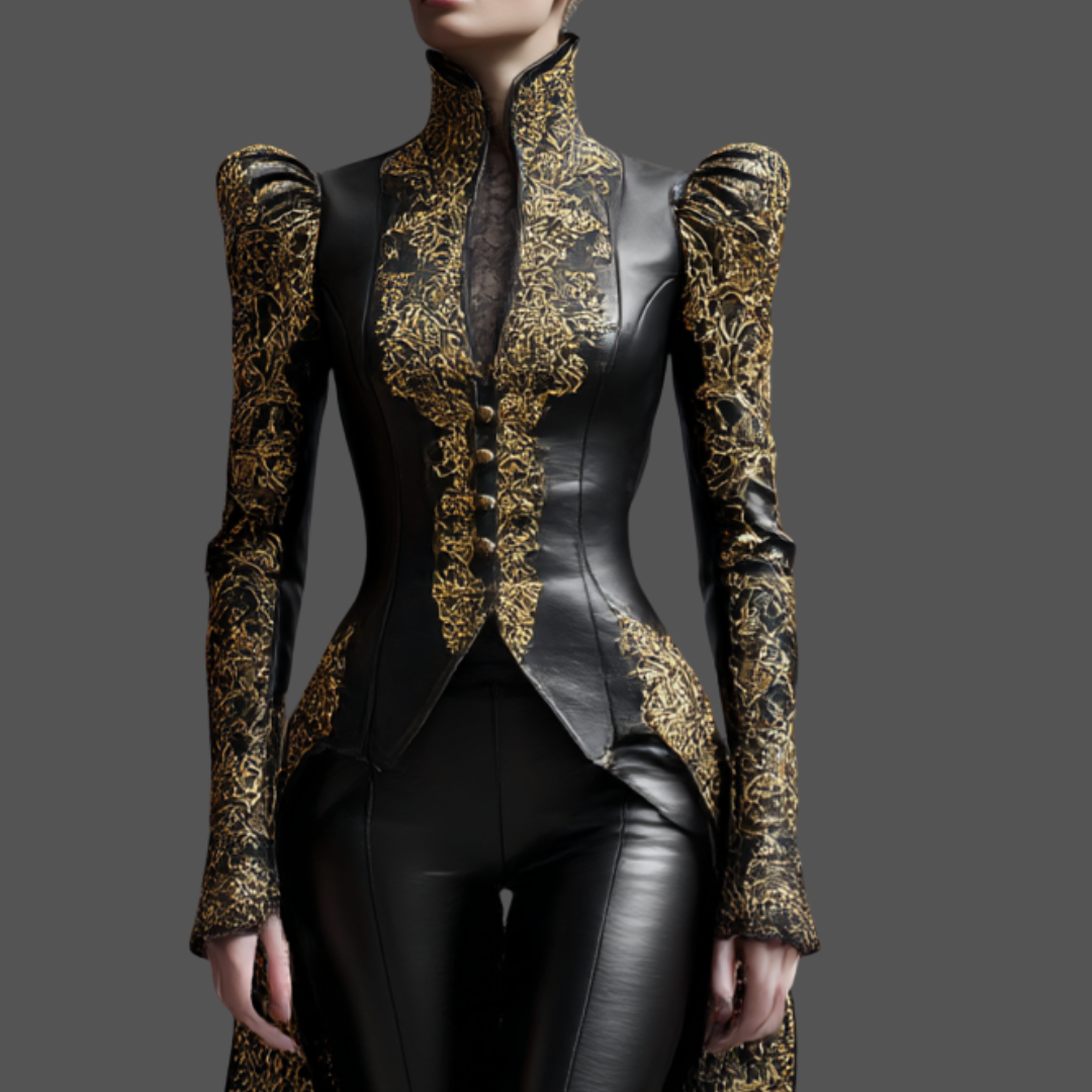 gold pil3 Couture leather jackets for women