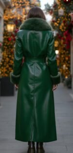 Forest Green Leather Coat