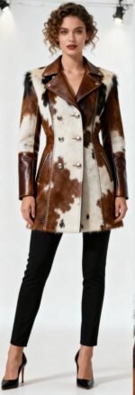 hair-on cowhide leather jacket for women