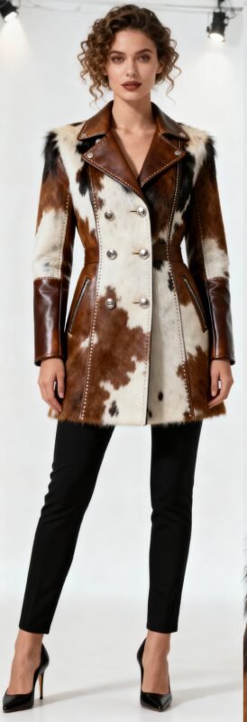 hair-on cowhide leather jacket for women
