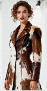 hair-on cowhide leather jacket for women
