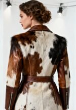 hair-on cowhide leather jacket for women