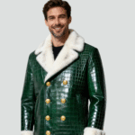 Crocodile-Embossed Leather Jacket