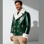 Crocodile-Embossed Leather Jacket