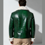 Crocodile-Embossed Leather Jacket