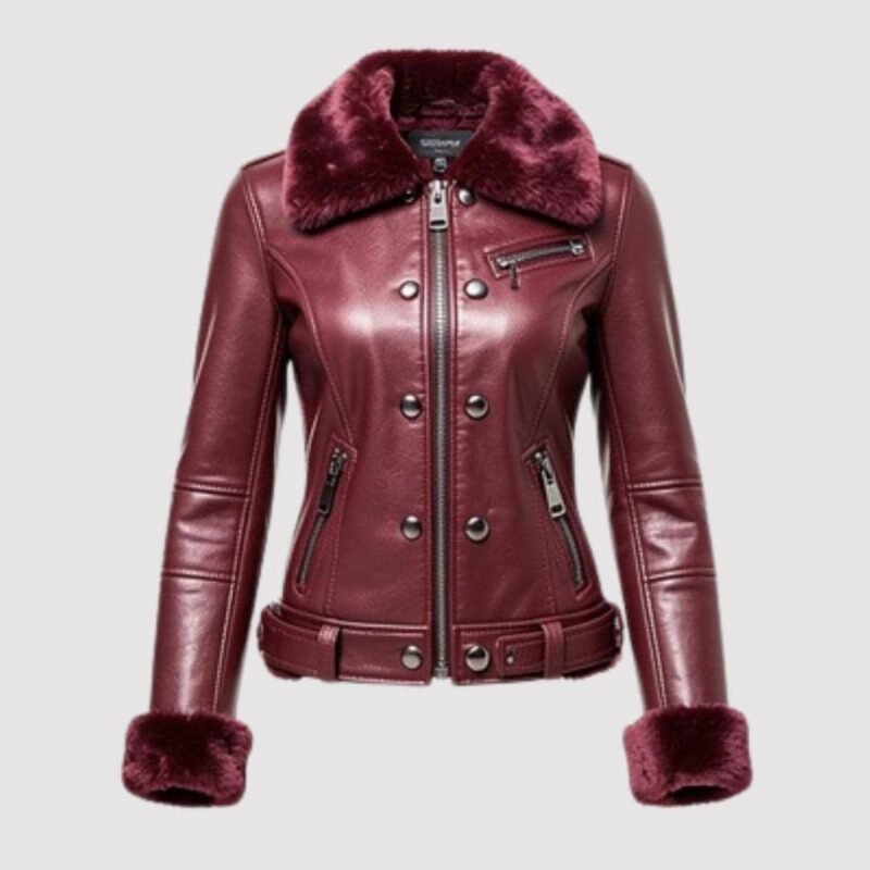 Burgundy Calfskin Shearling Jacket