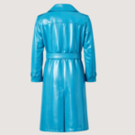 Azzurro Leather Midi Trench Coat