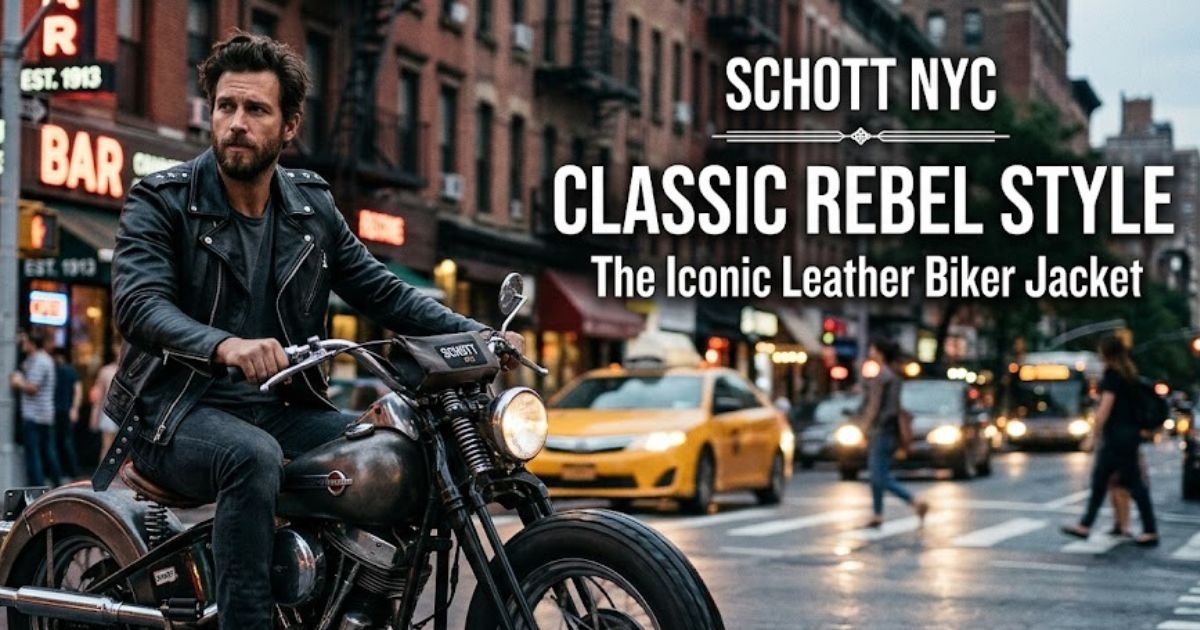 Schott NYC Leather Biker Jacket Classic Rebel Style
