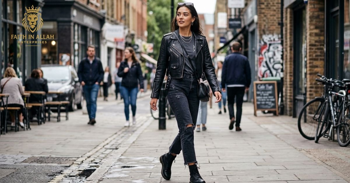 Cropped Black Leather Biker Jacket for Bold Street Style