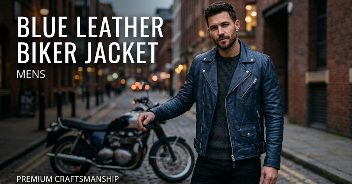 Blue Leather Biker Jacket Mens Stylish Moto Jacket Guide