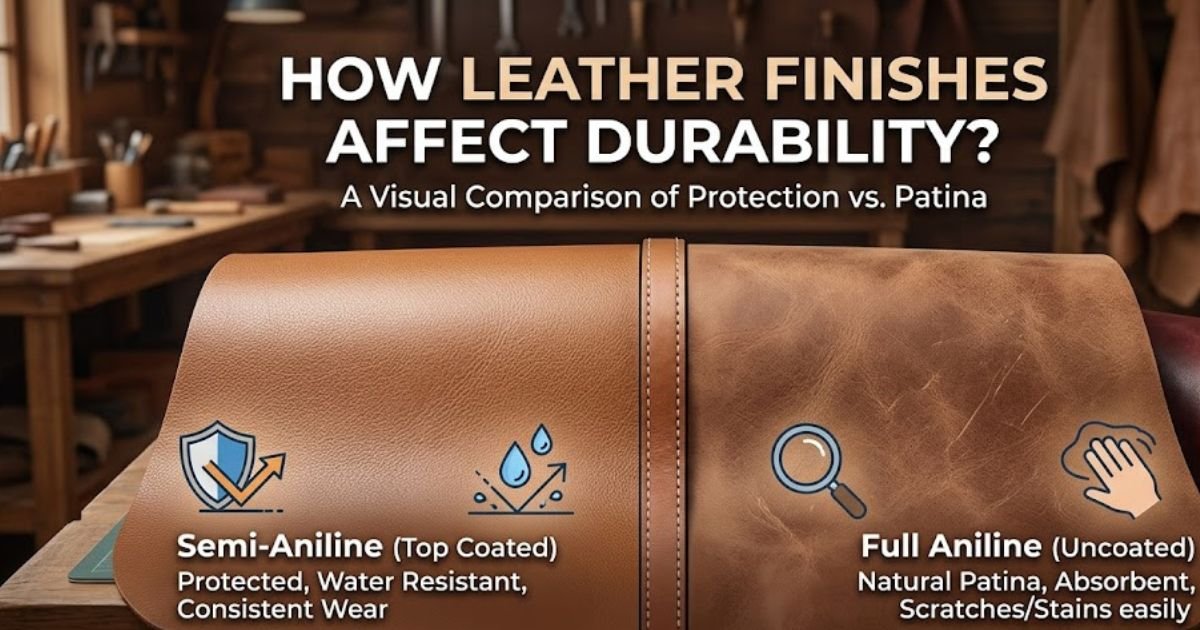 How do leather finishes affect durability?